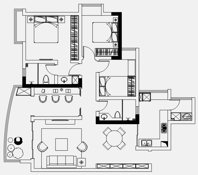 四居室平面优化670 / 作者:tian / 帖子ID:503