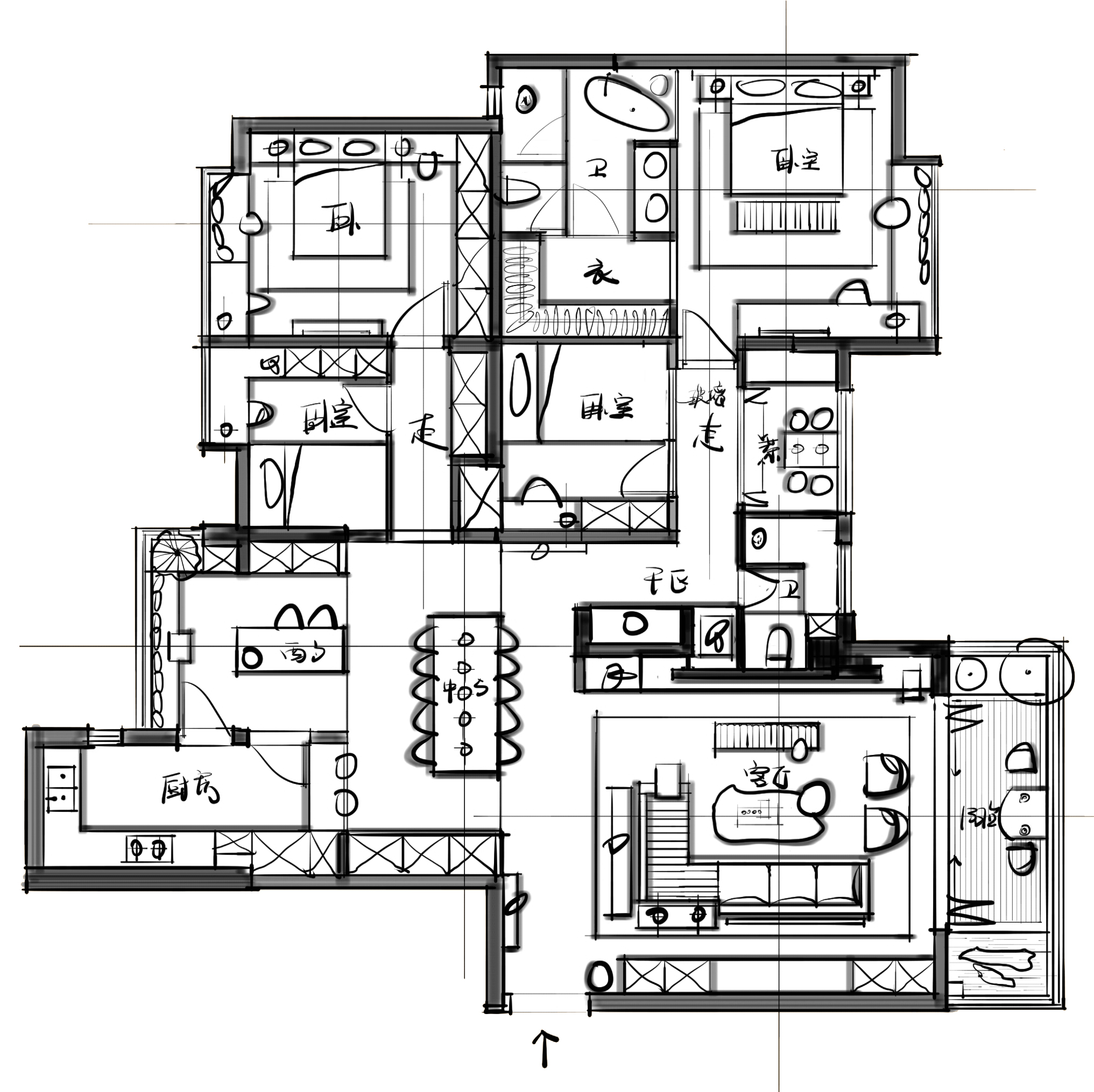 四居室平面优化364 / 作者:tian / 帖子ID:506