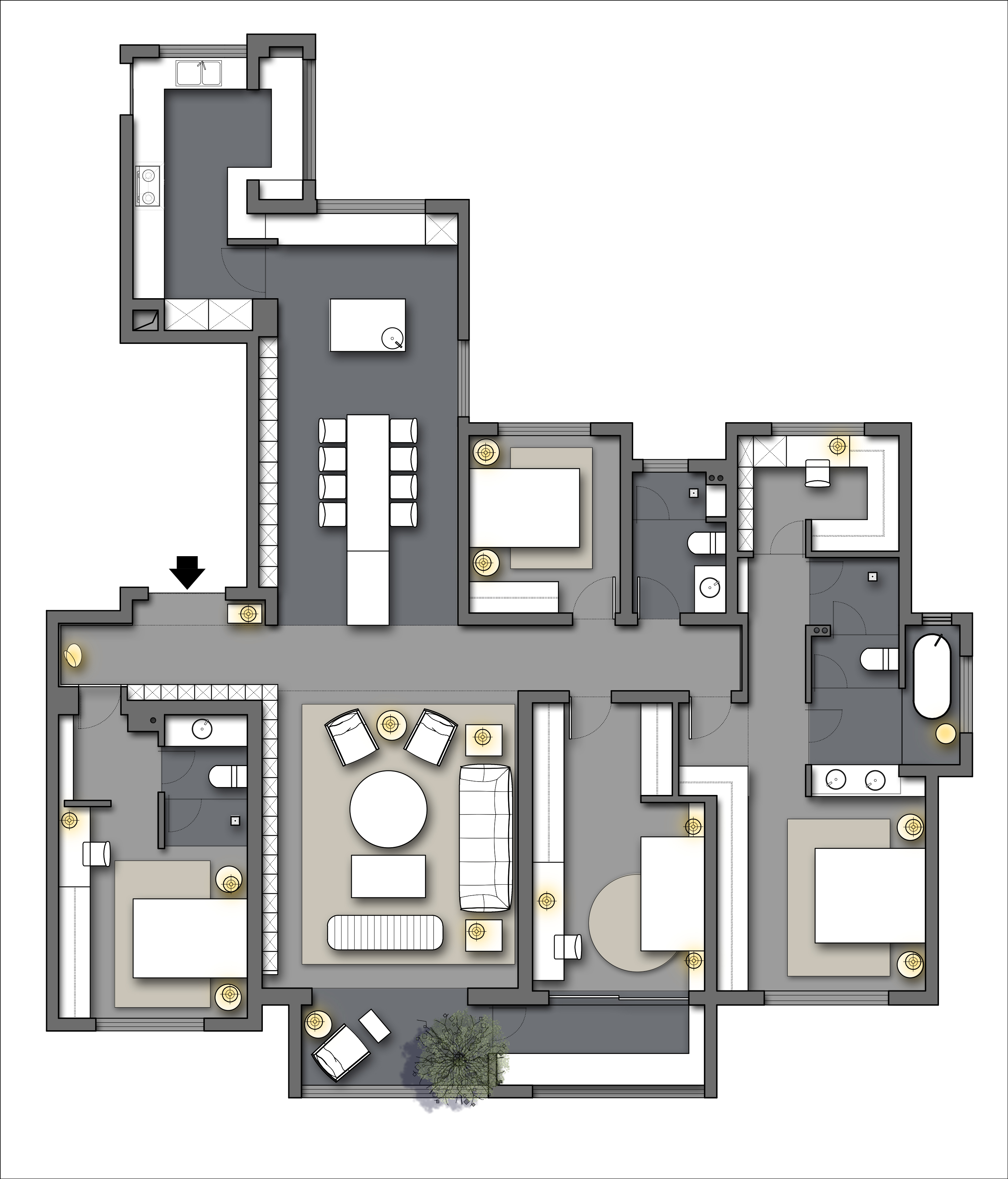 四居室平面优化981 / 作者:tian / 帖子ID:527